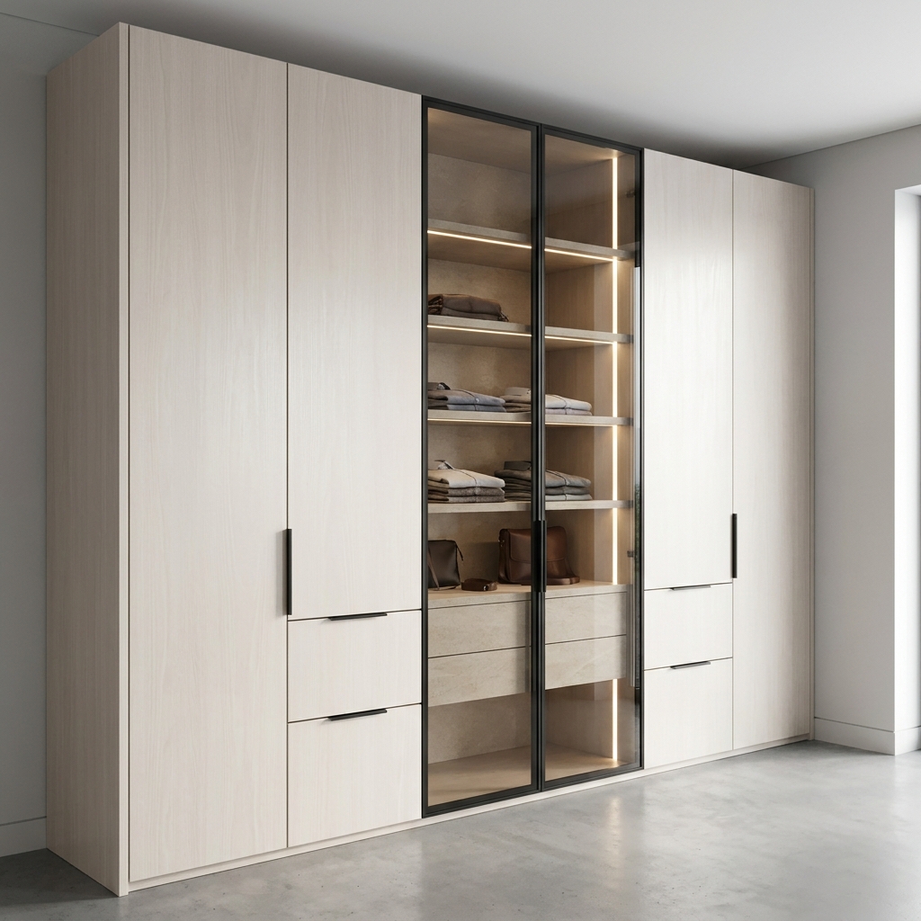 Гардеробная до потолка 1435 ВЯЗ ЖЕМЧУЖНЫЙ К1 (арт. 1435), КЕДР